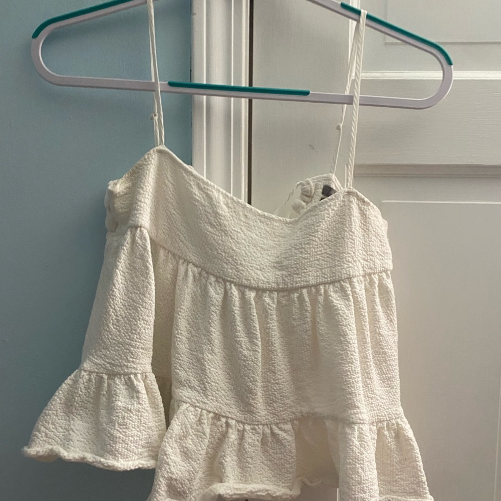 White ruffle Urban Outfitters top